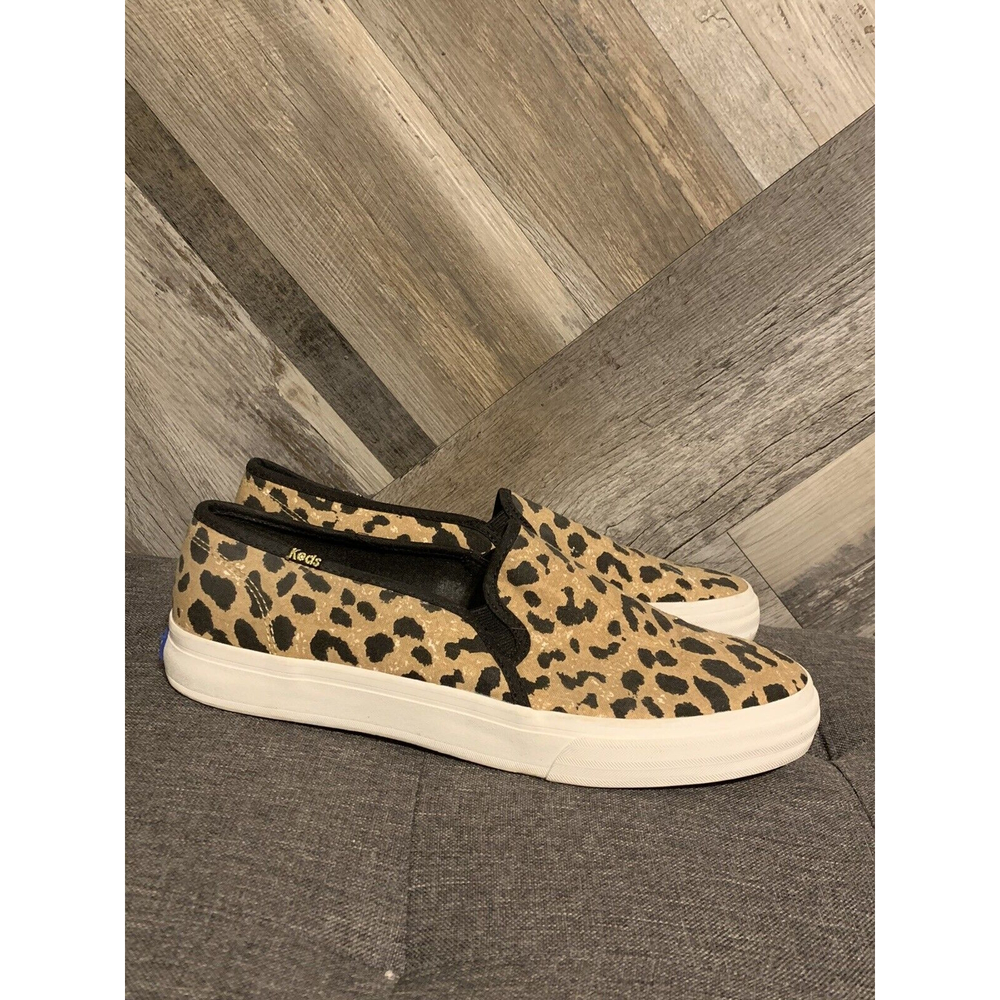 Keds Double Decker Slip On Sneakers Tan Black Leopard Print Size 10  WF62216